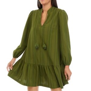 Crown & Ivy Olive Green Striped Dress